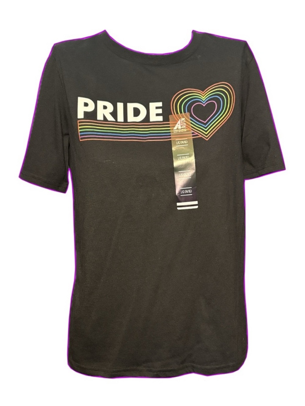 PRIDE Rainbow Heart Graphic Tee - Black